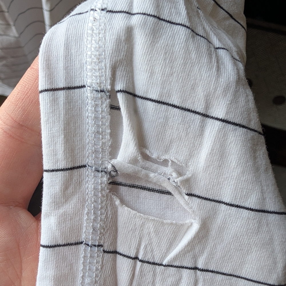 lululemon athletica White Long Sleeve Tee with Thin Black Stripes - Picture 4 of 4